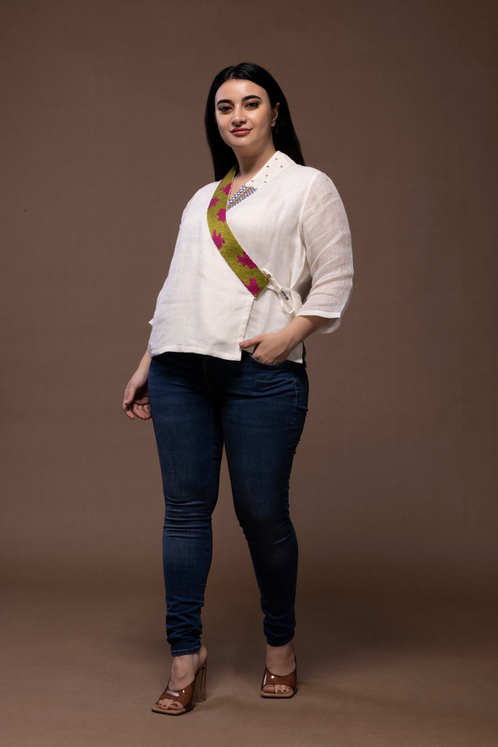 breathable summer ribbon shoulder top for women