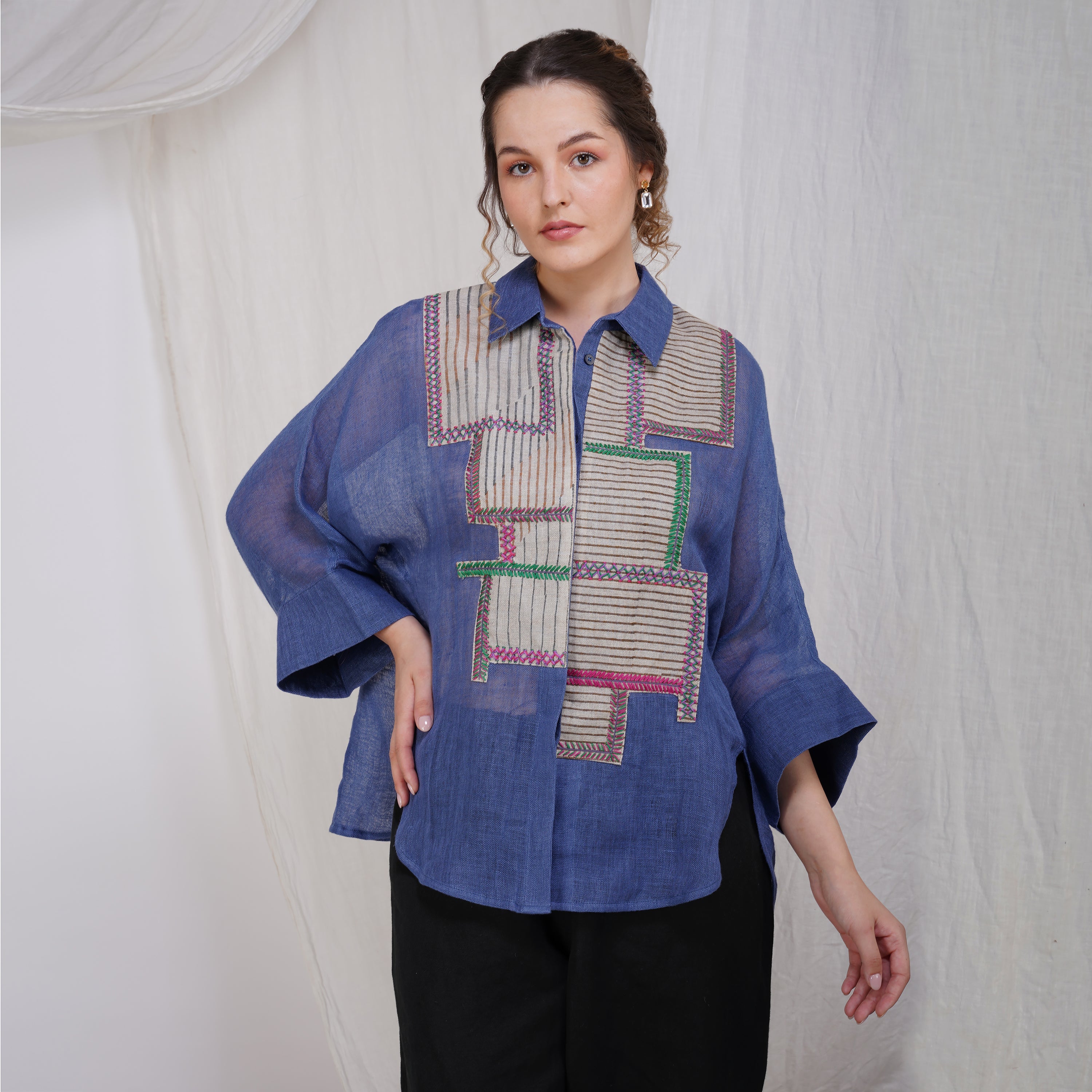 Asymmetric Baggy Shirt – Unique Handcrafted Linen Wear | VIVIR