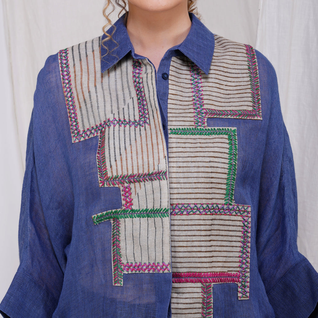 Asymmetric Baggy Shirt – Unique Handcrafted Linen Wear | VIVIR