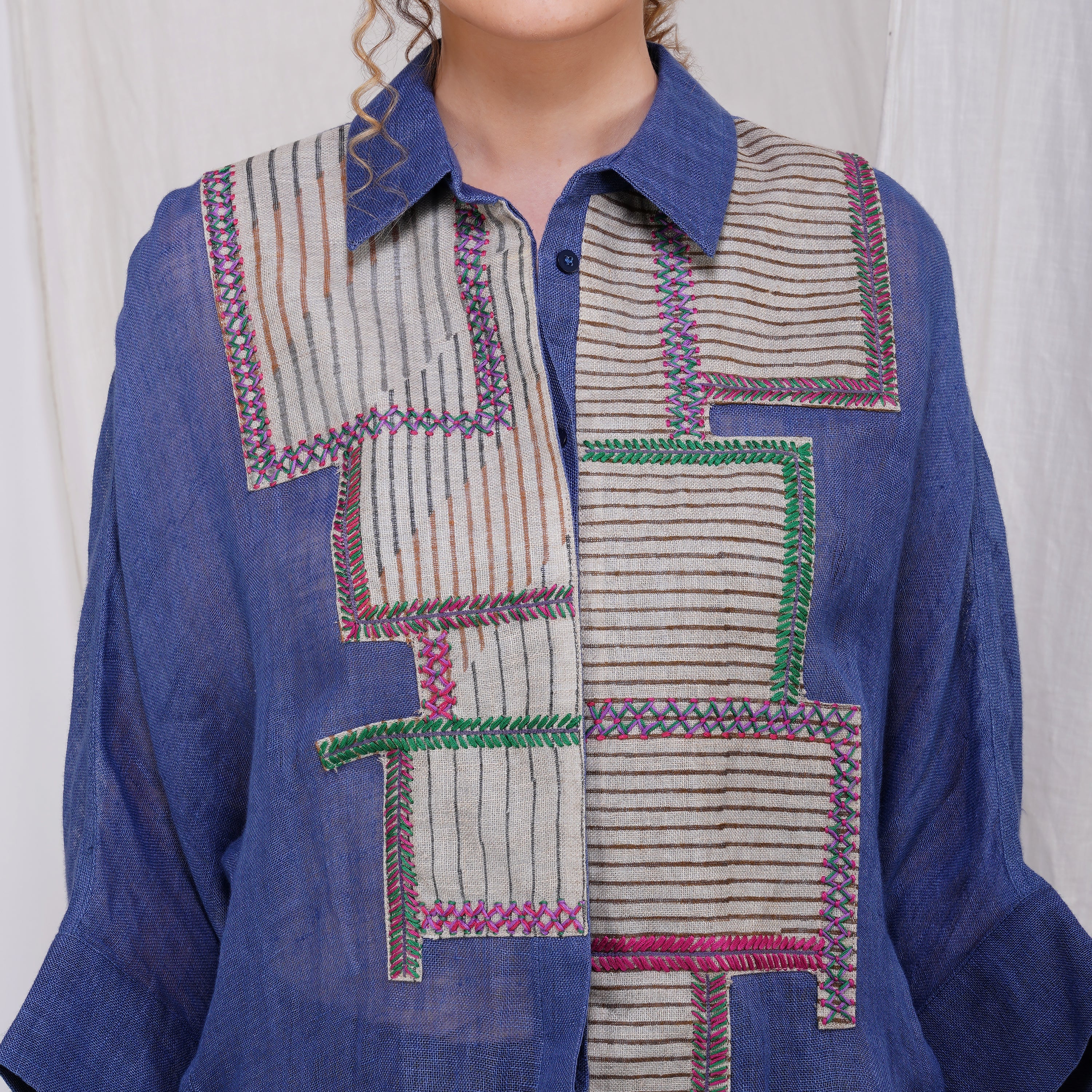 Asymmetric Baggy Shirt – Unique Handcrafted Linen Wear | VIVIR