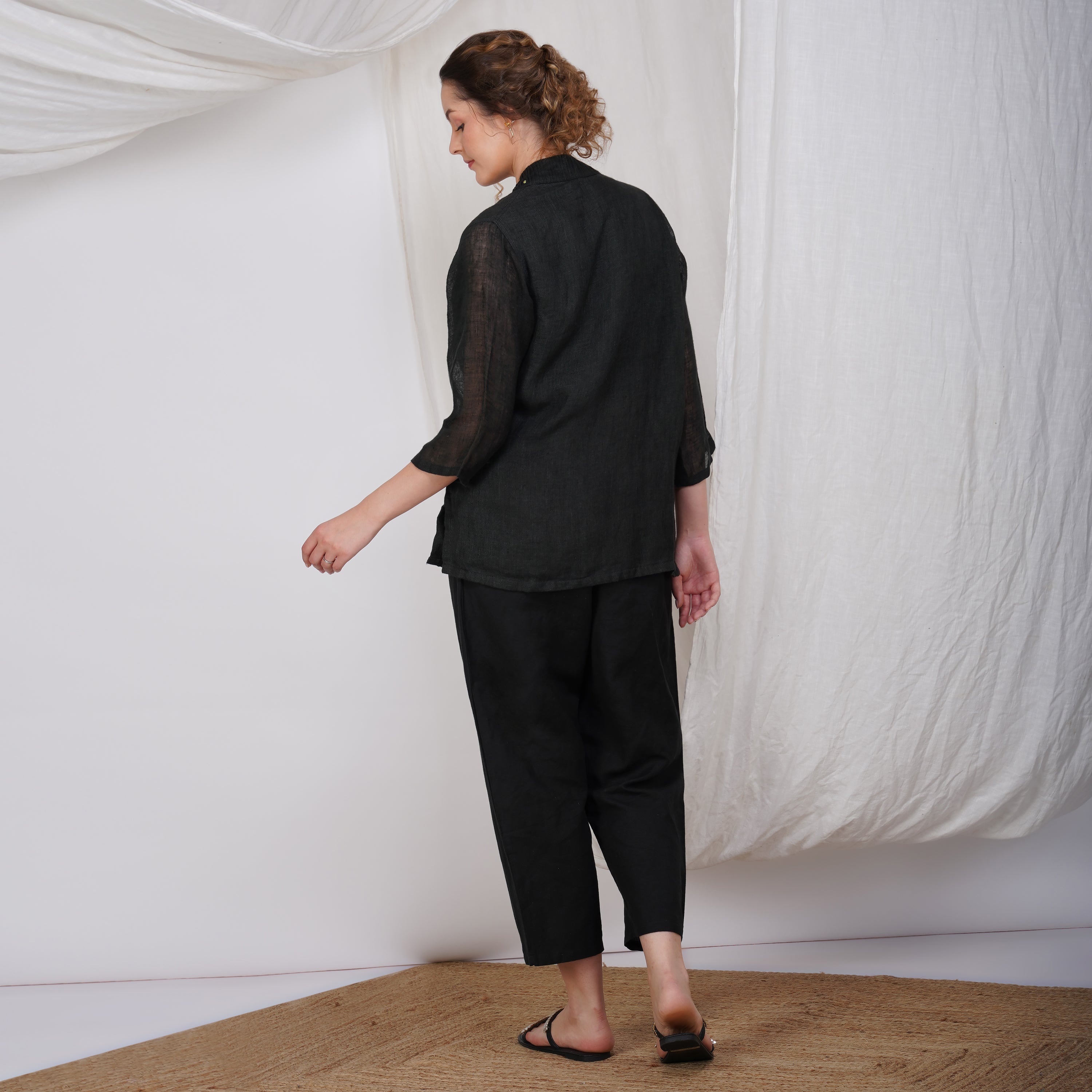 breathable summer ribbon shoulder top for women