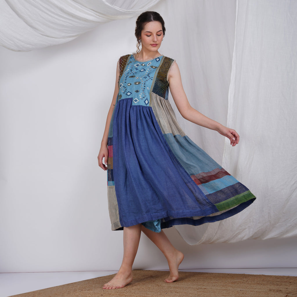 Multi-Color Frock – Vibrant Handcrafted Linen Dress | VIVIR