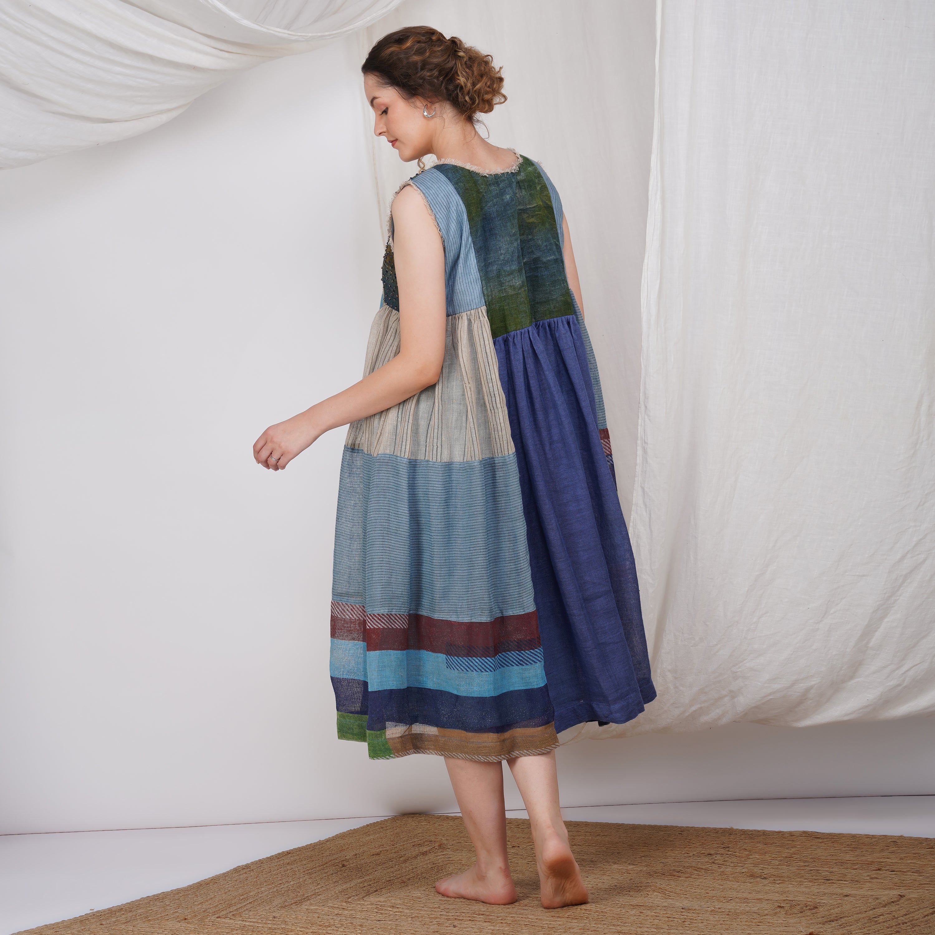 Multi-Color Frock – Vibrant Handcrafted Linen Dress | VIVIR