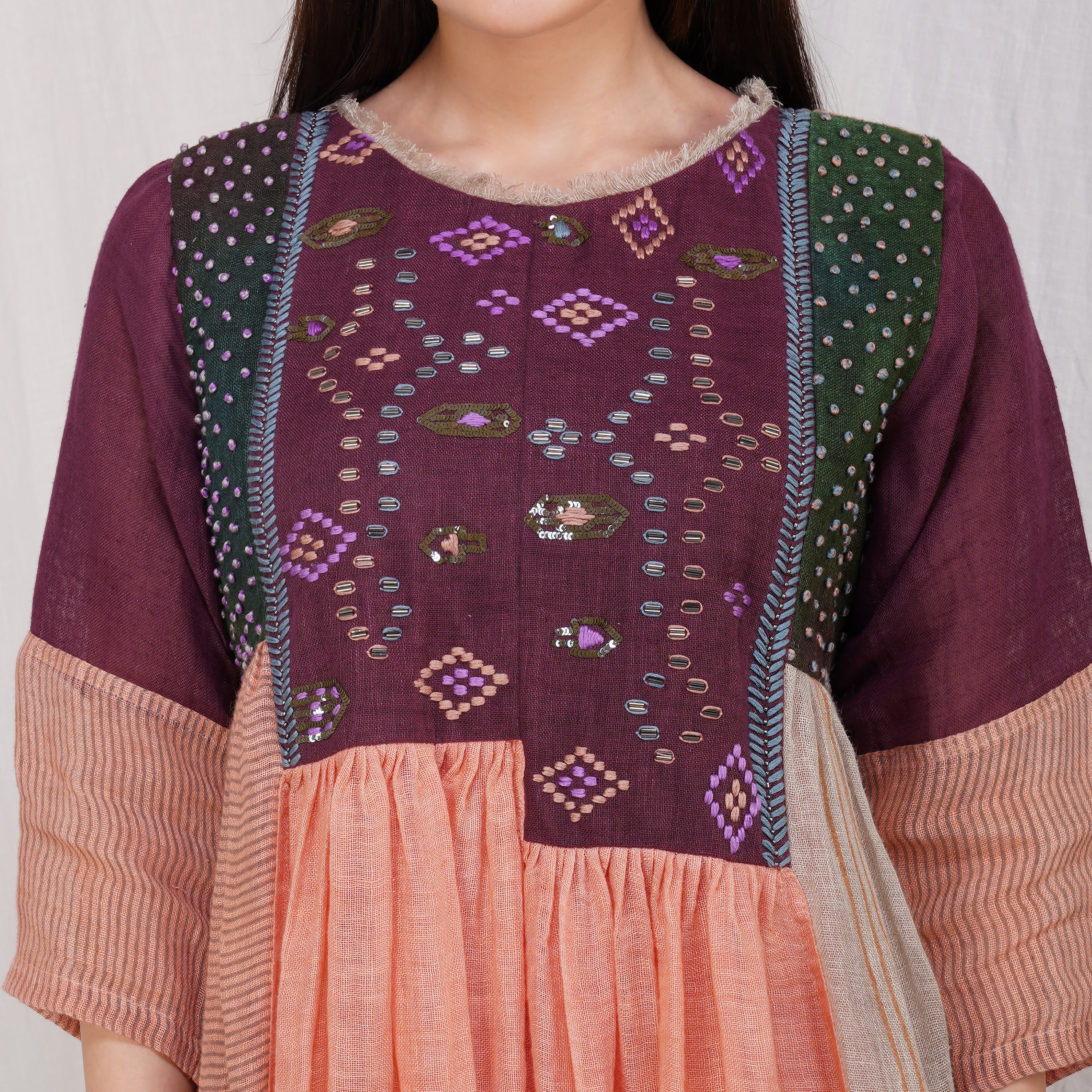 Multi-Color Frock – Vibrant Handcrafted Linen Dress | VIVIR