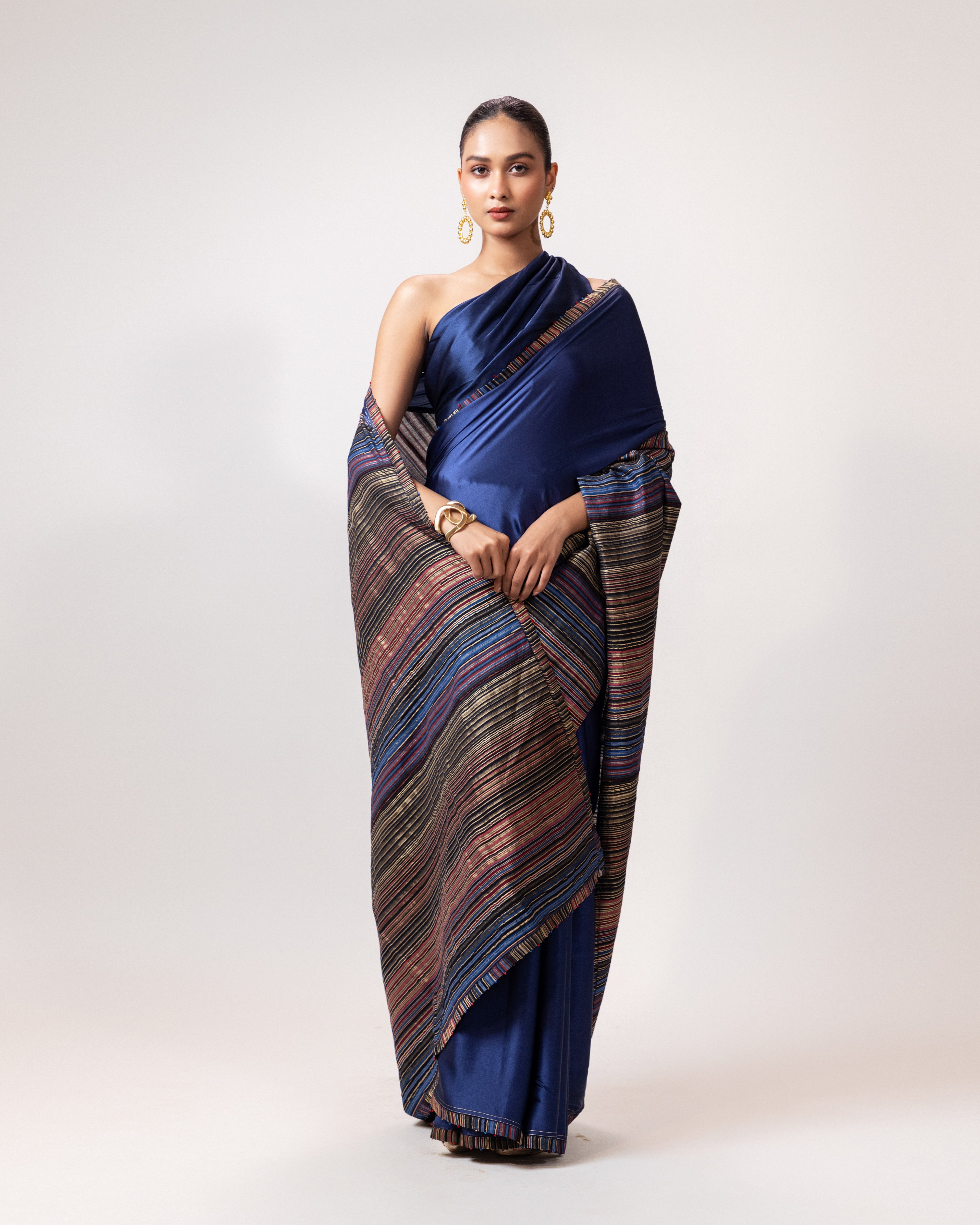 Twilight Horizon Blue Handloom Saree