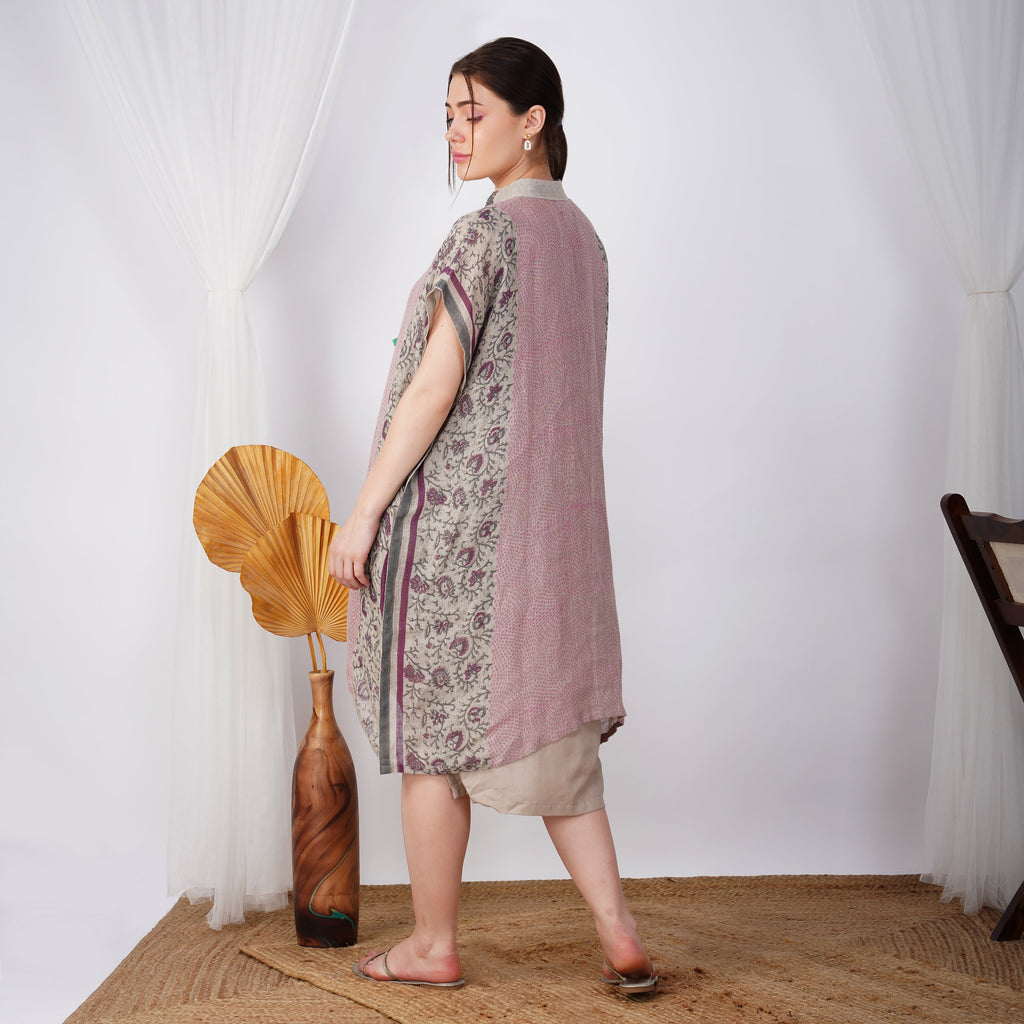 Block Print Kaftan Dress – Handcrafted Linen Comfort | VIVIR