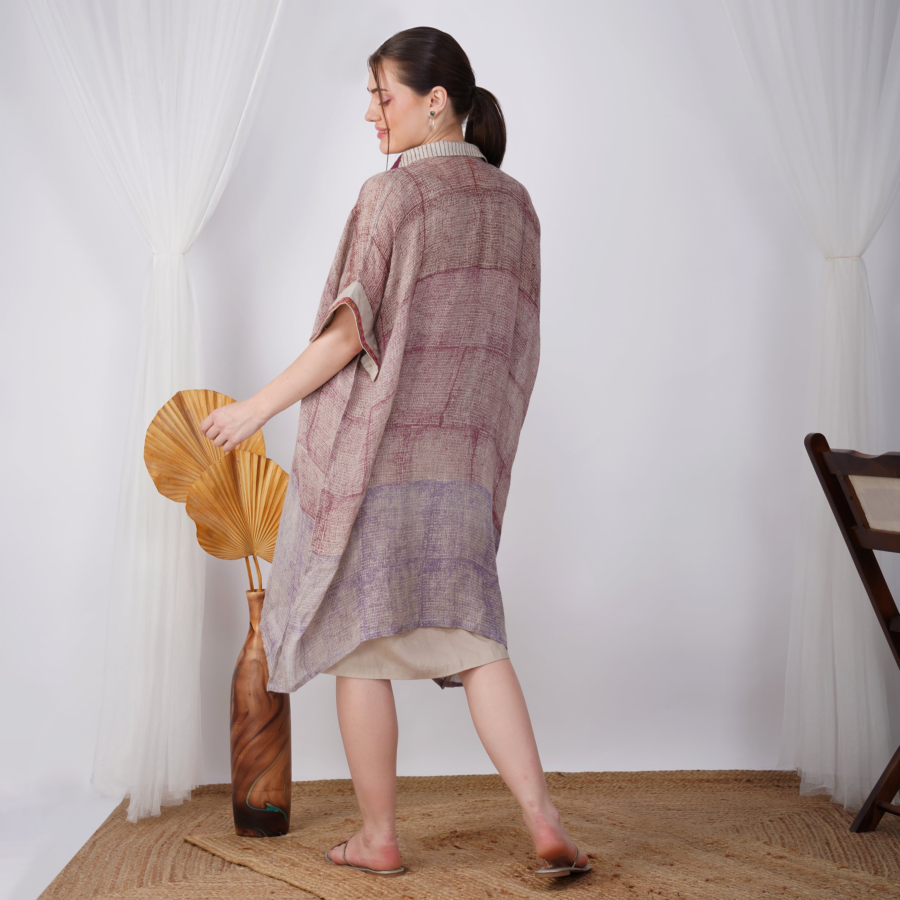 Multi Shades Block Print Dress – Handcrafted Linen Fashion | VIVIR