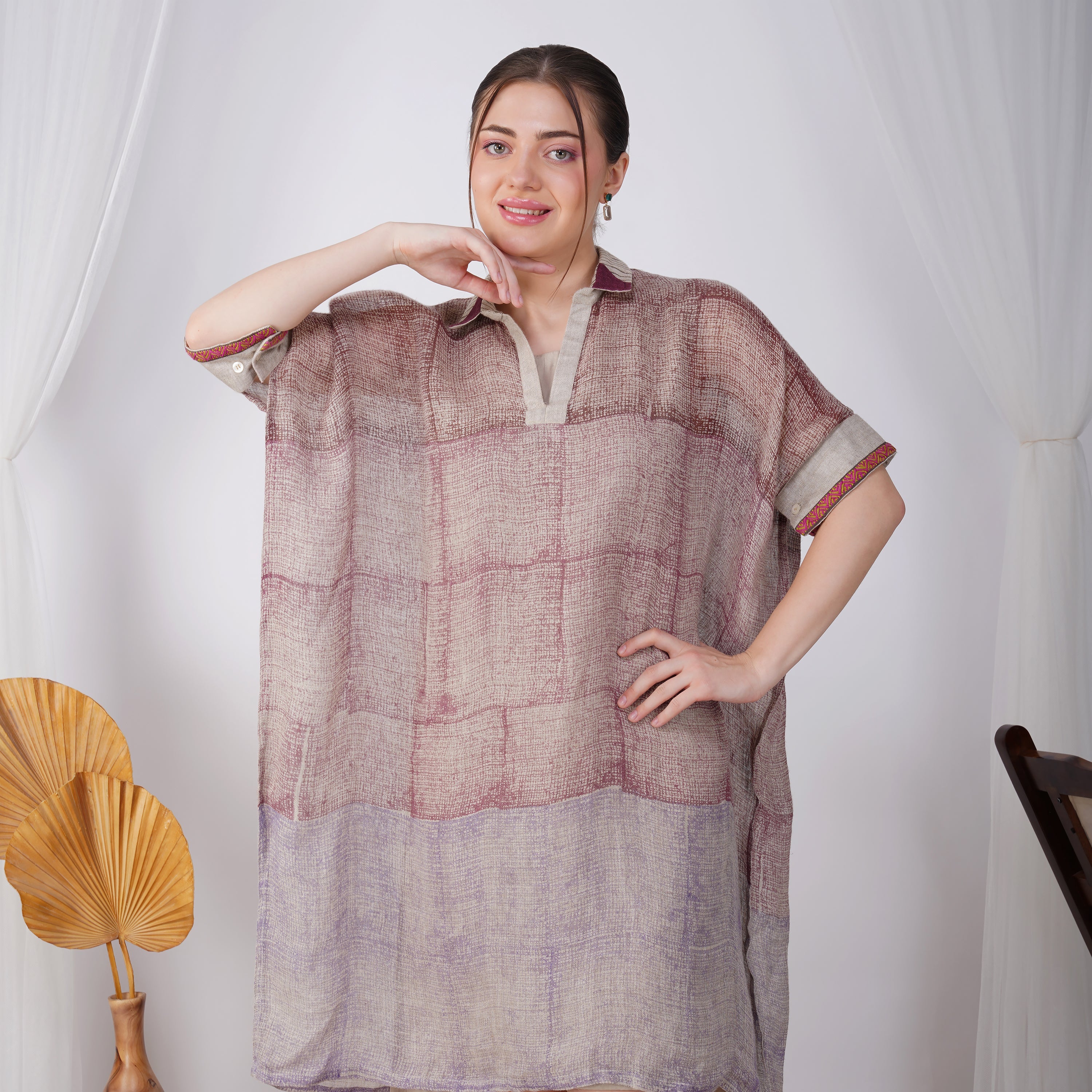 Multi Shades Block Print Dress – Handcrafted Linen Fashion | VIVIR