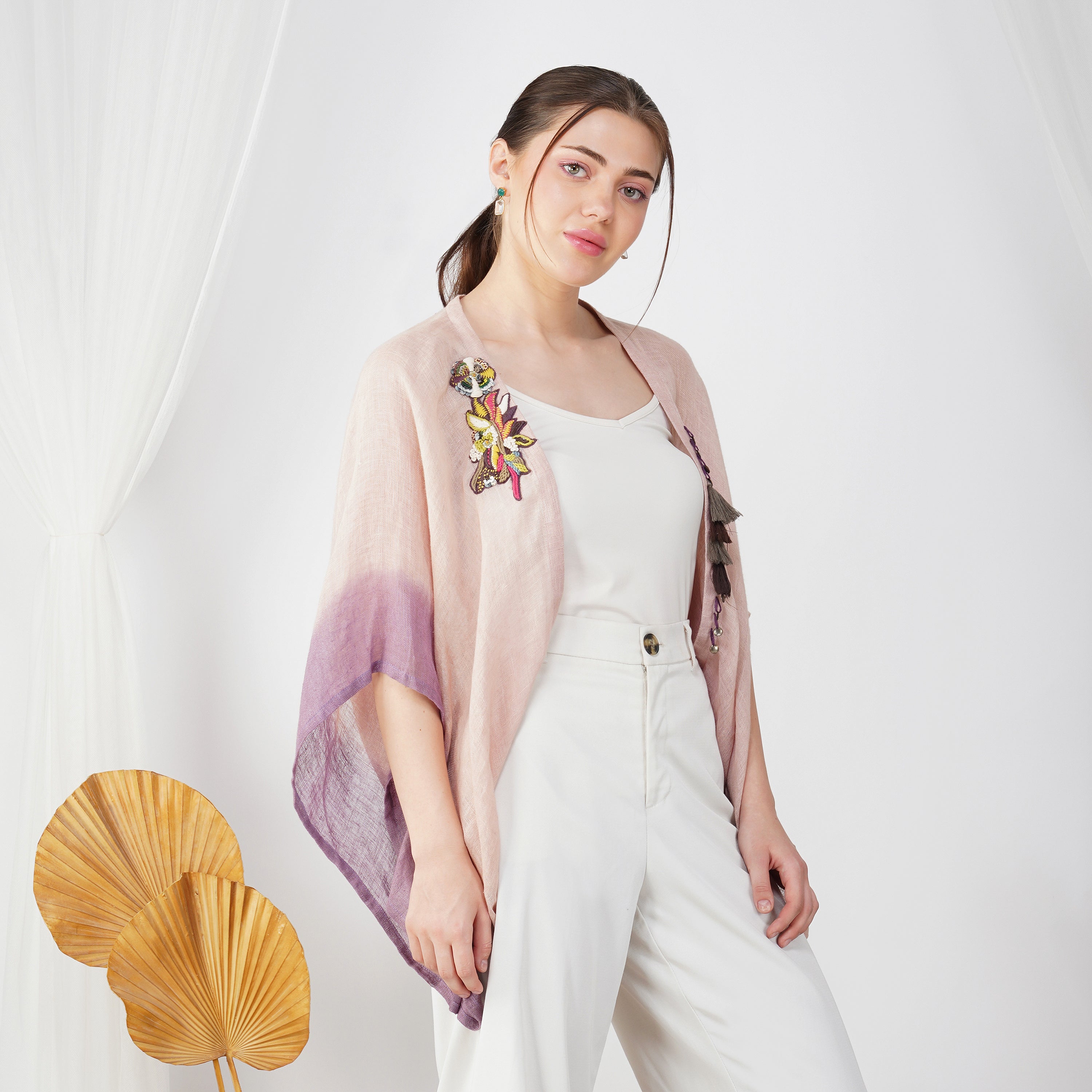 Double Shaded Shrug – Stylish Handcrafted Linen Layer | VIVIR
