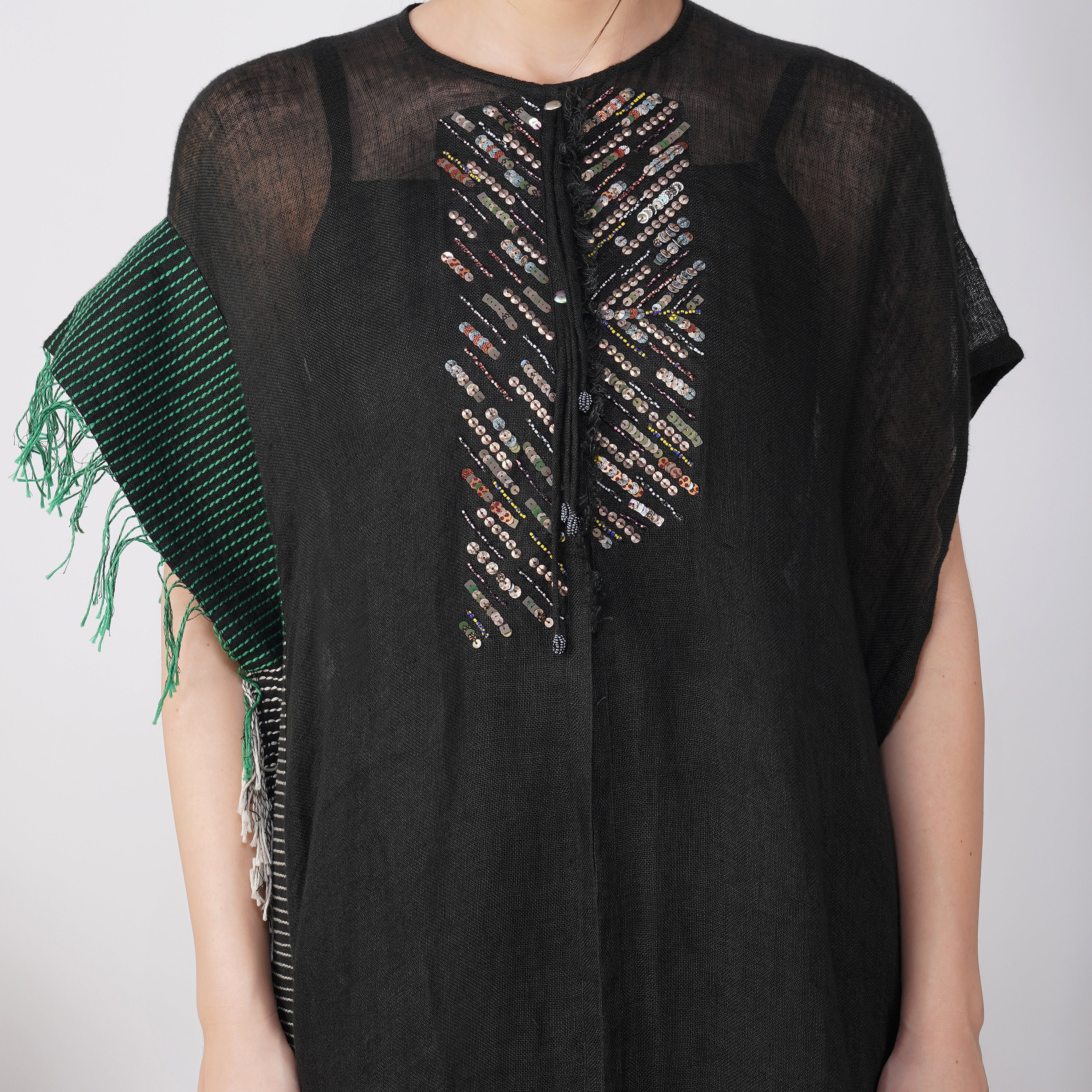 One Side Border Dress – Elegant Handcrafted Linen Fashion | VIVIR