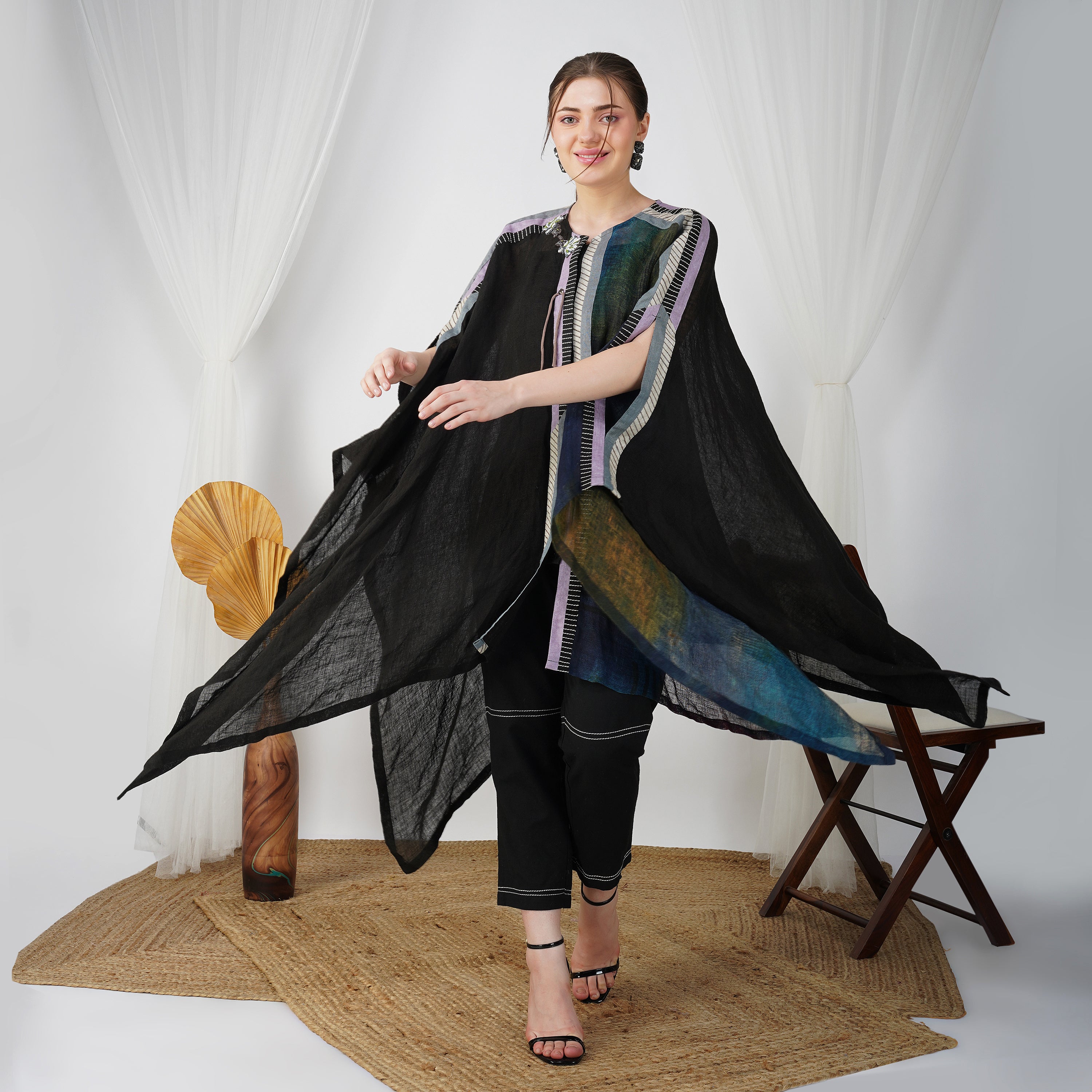 Digital Print Jacket Dress Set – Women's Handcrafted Linen | VIVIR