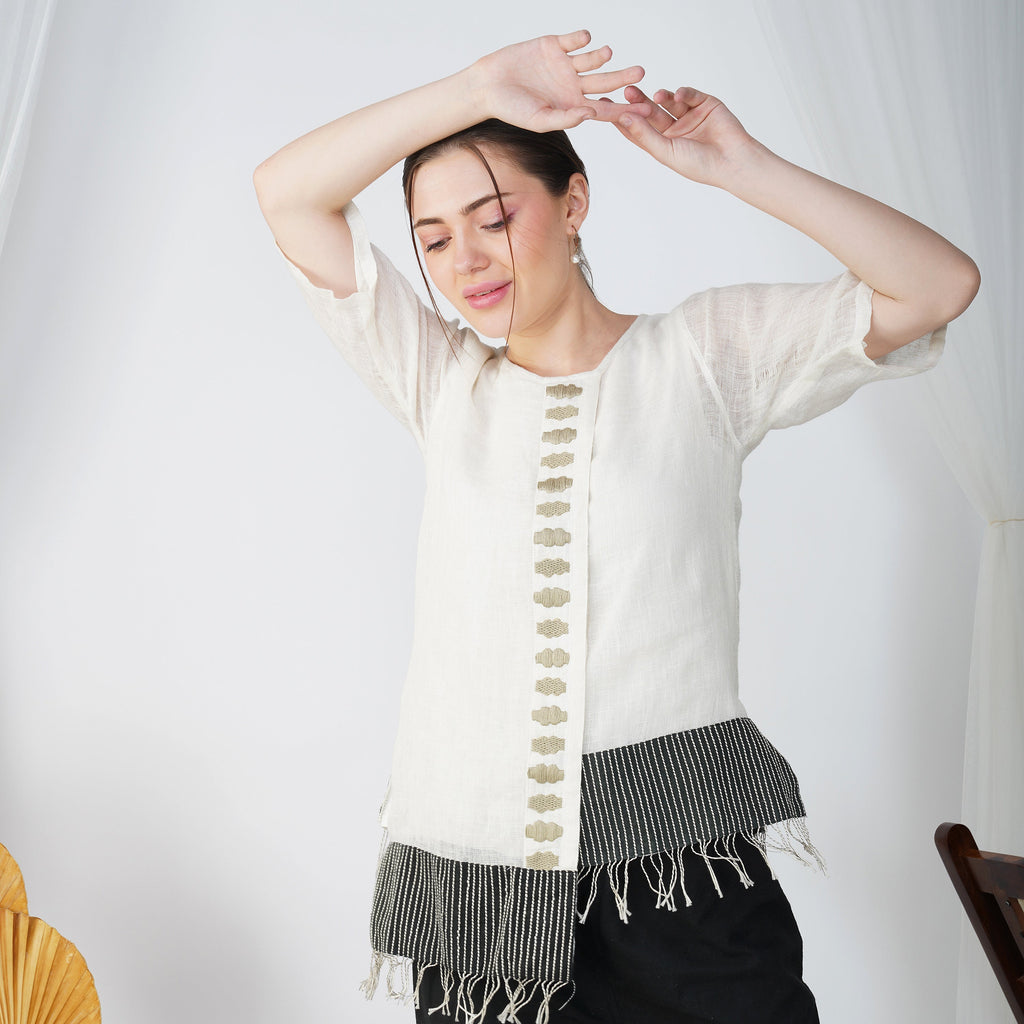 Asymmetrical Linen Top – Chic & Handcrafted | VIVIR