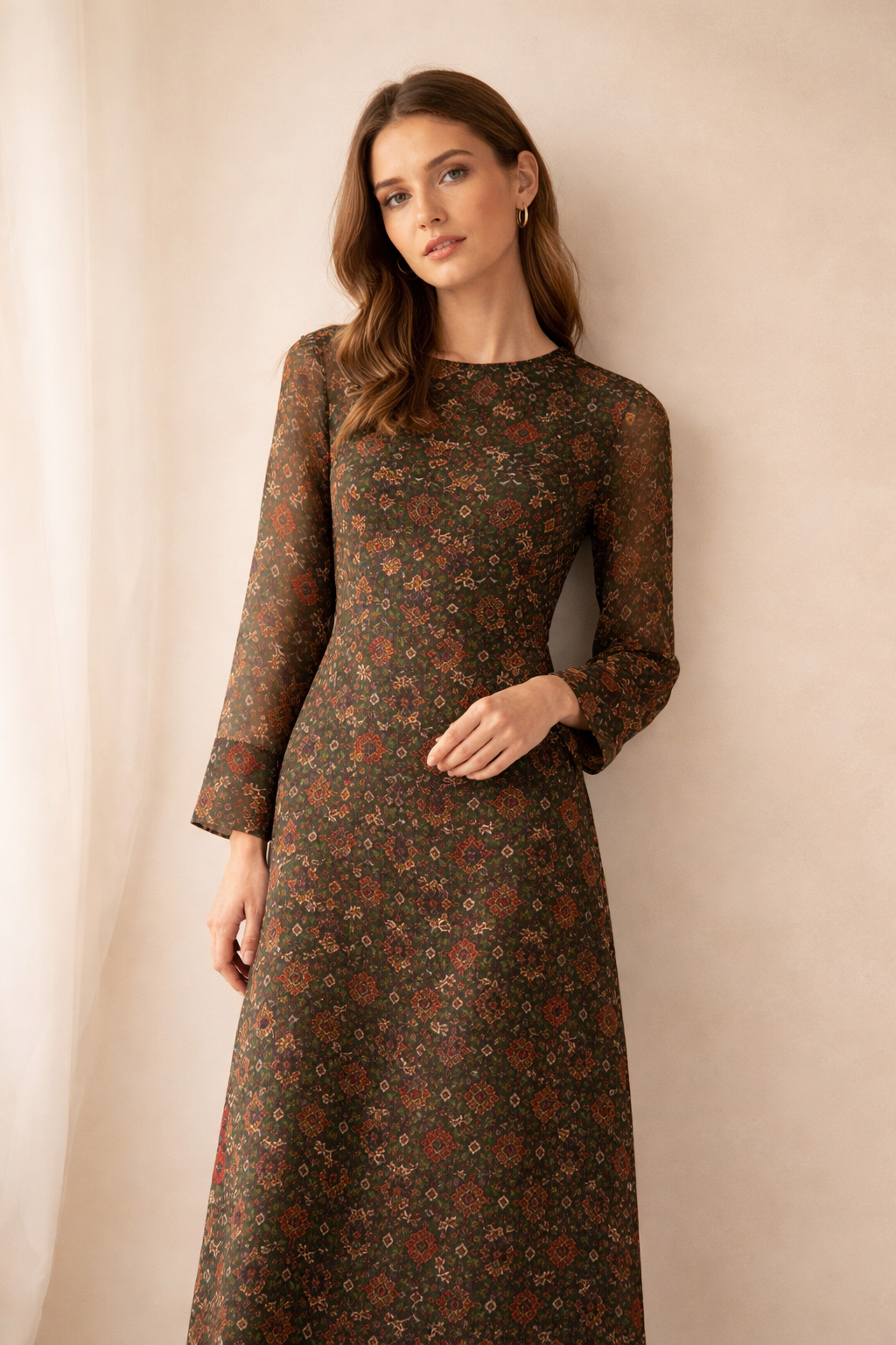 Printed Long Dress – Effortless Elegance in Every Step