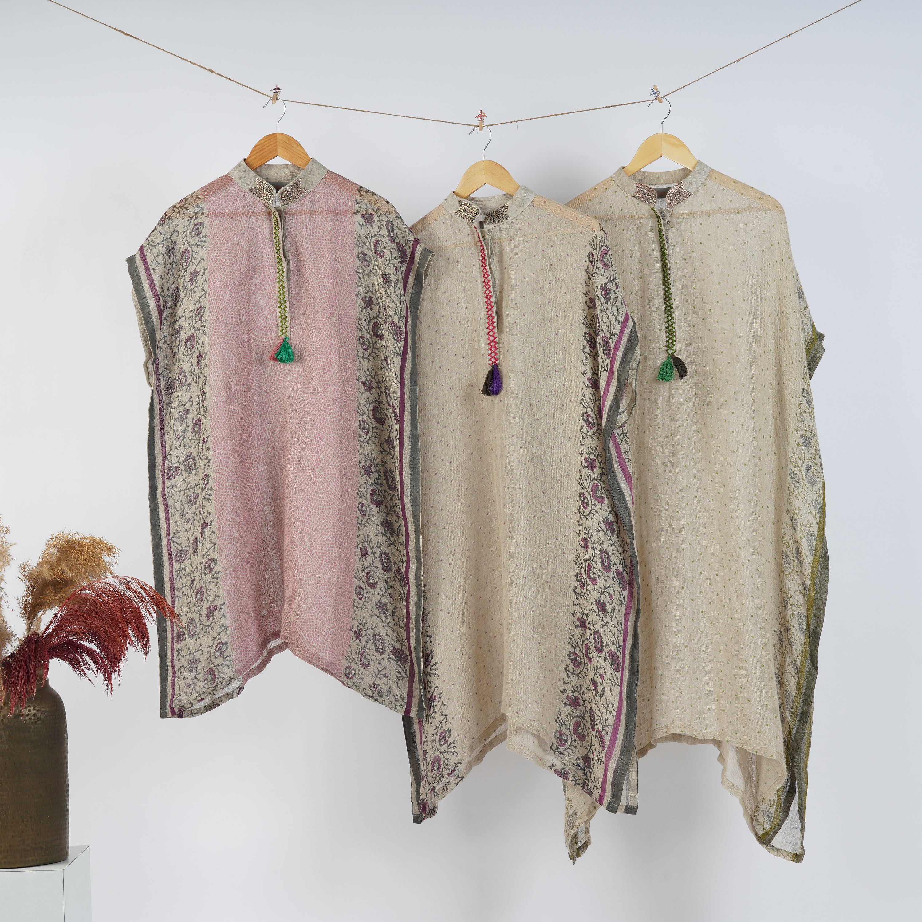 Block Print Kaftan Dress – Handcrafted Linen Comfort | VIVIR