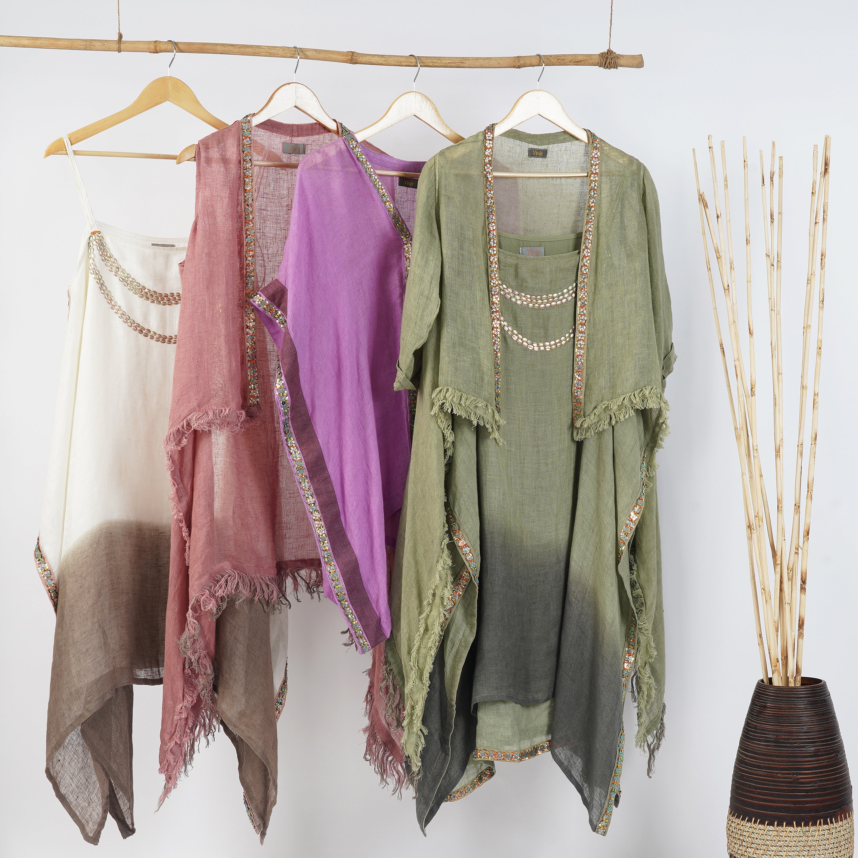 Pearl Embellished Resortwear Jacket Set – Premium Handcrafted Linen Fashion | VIVIR