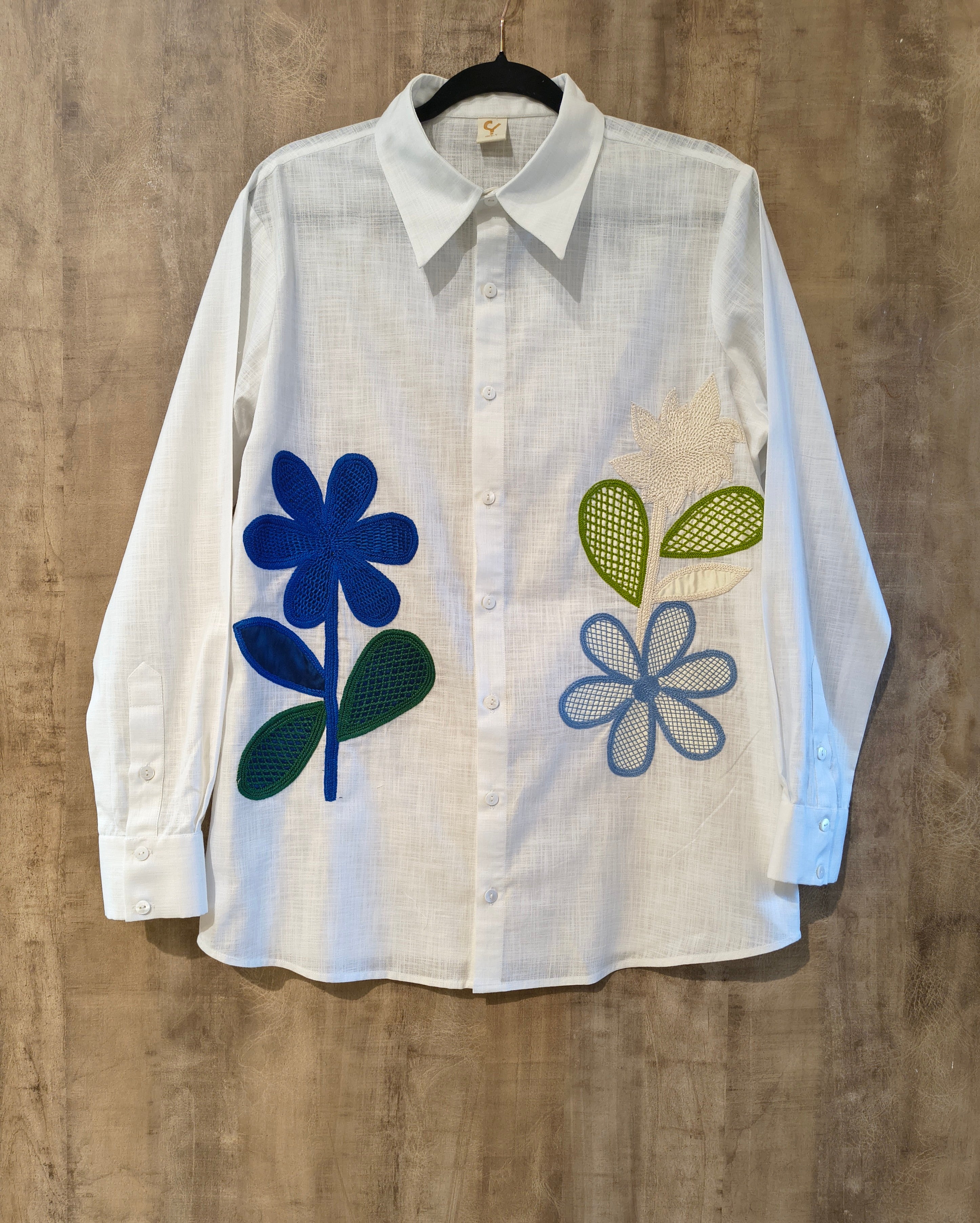 White Printed Full Sleeves Mens Shirt