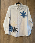White Flower Work Full Sleeves Mens Shirt