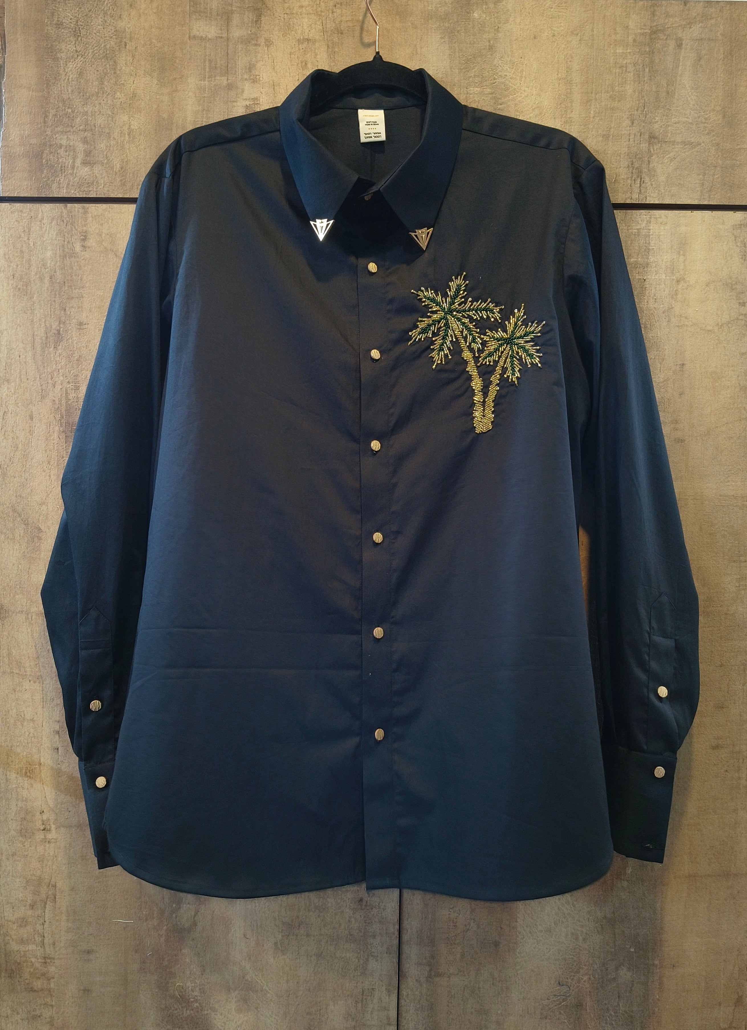 Black Full Sleeves Printed Mens Shirt