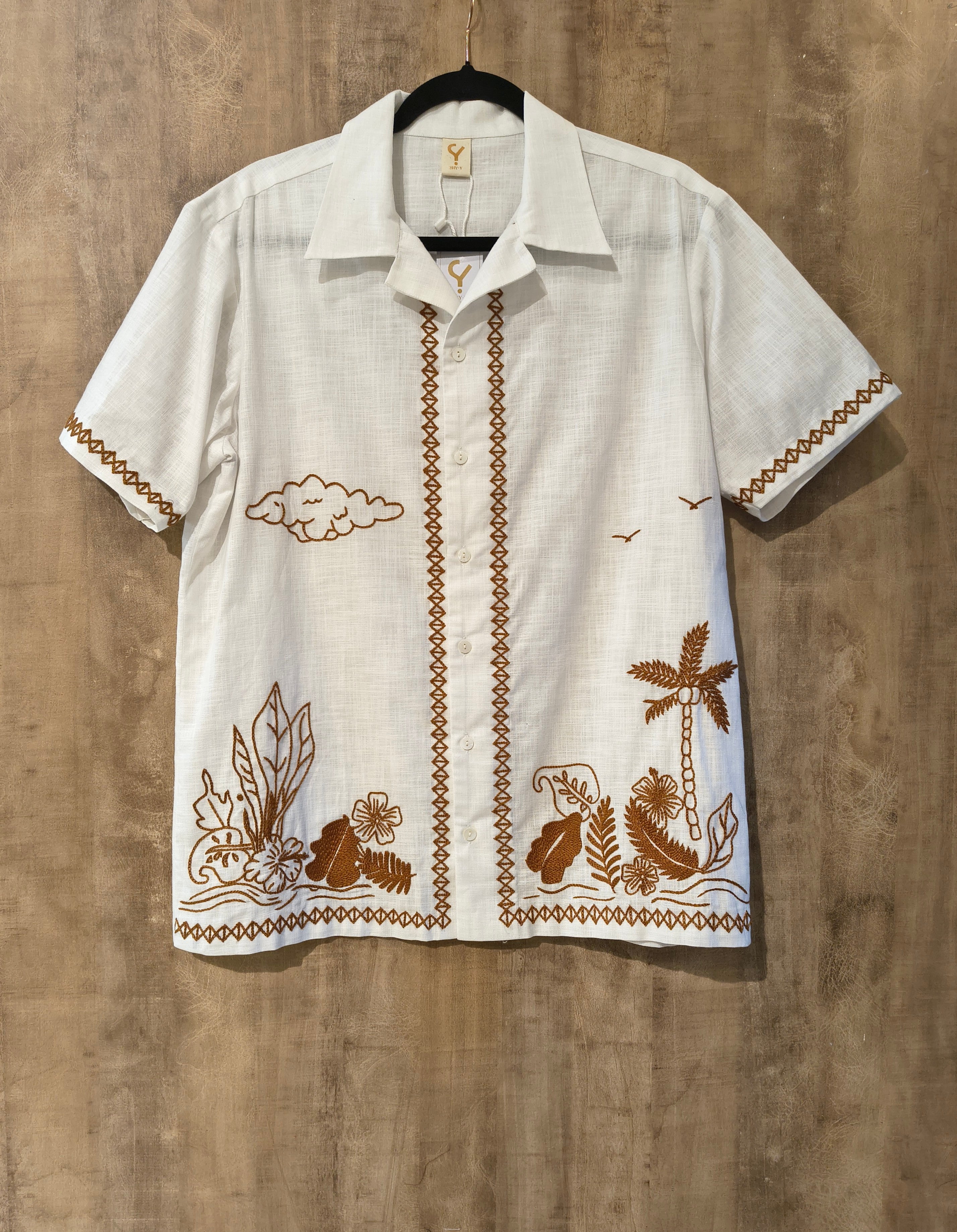 White Printed Half Sleeves Shirt