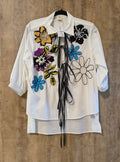 White Full Sleeves Over Printed Shirt