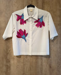 White Half Sleeves Printed Shirt