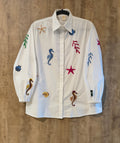 White Full Sleeves Printed Shirt