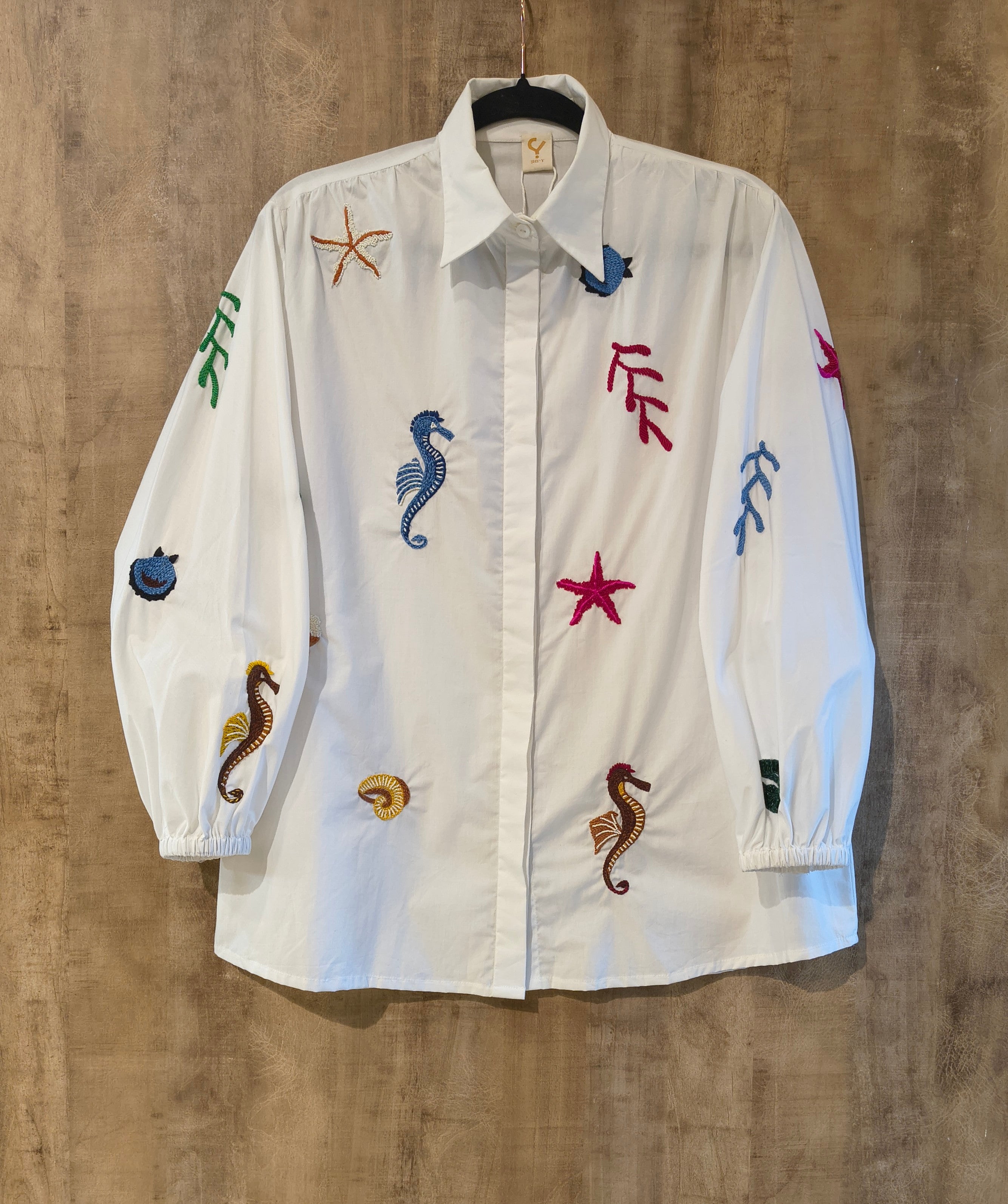 White Full Sleeves Printed Shirt