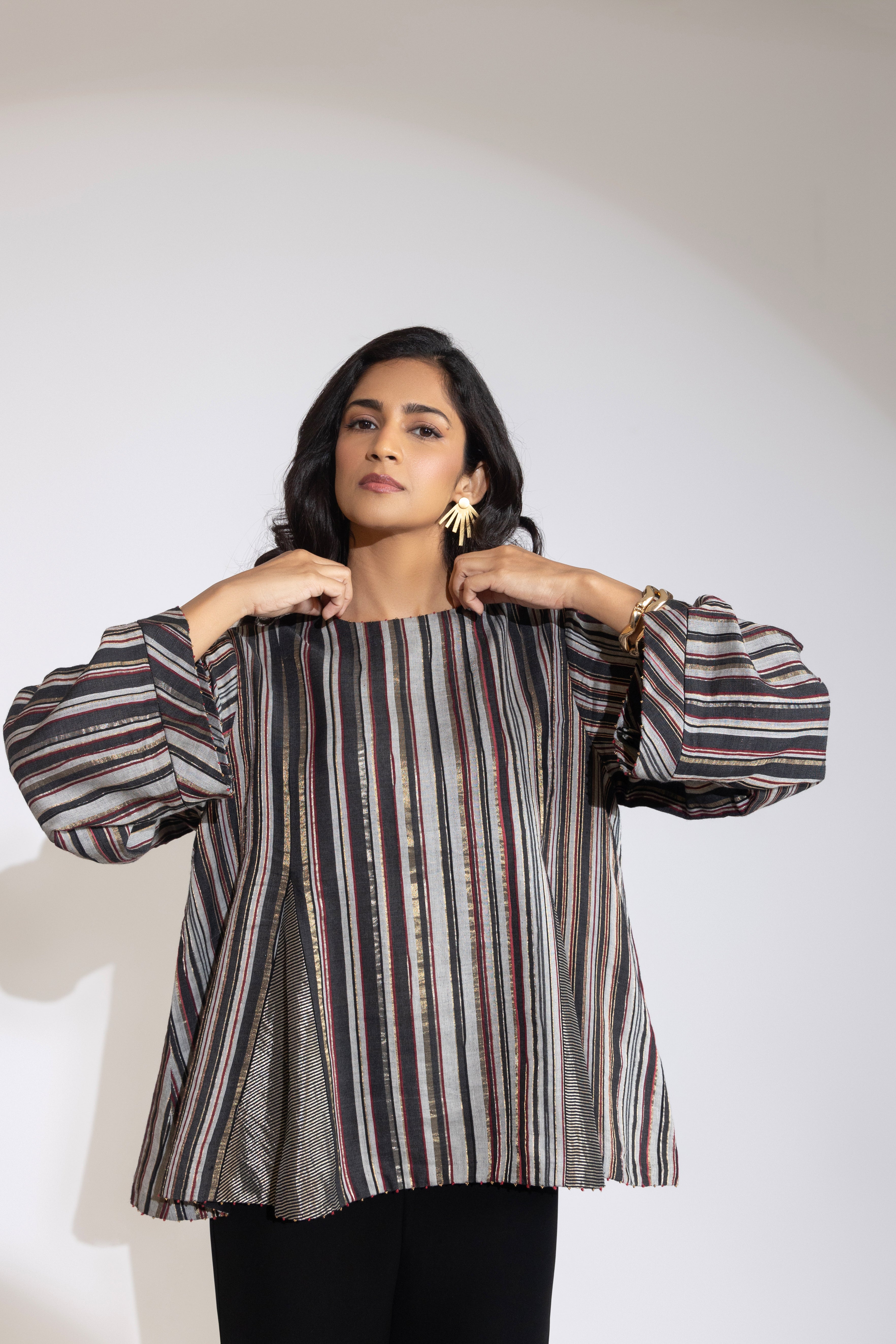 Gilded Rhythm Handwoven Top