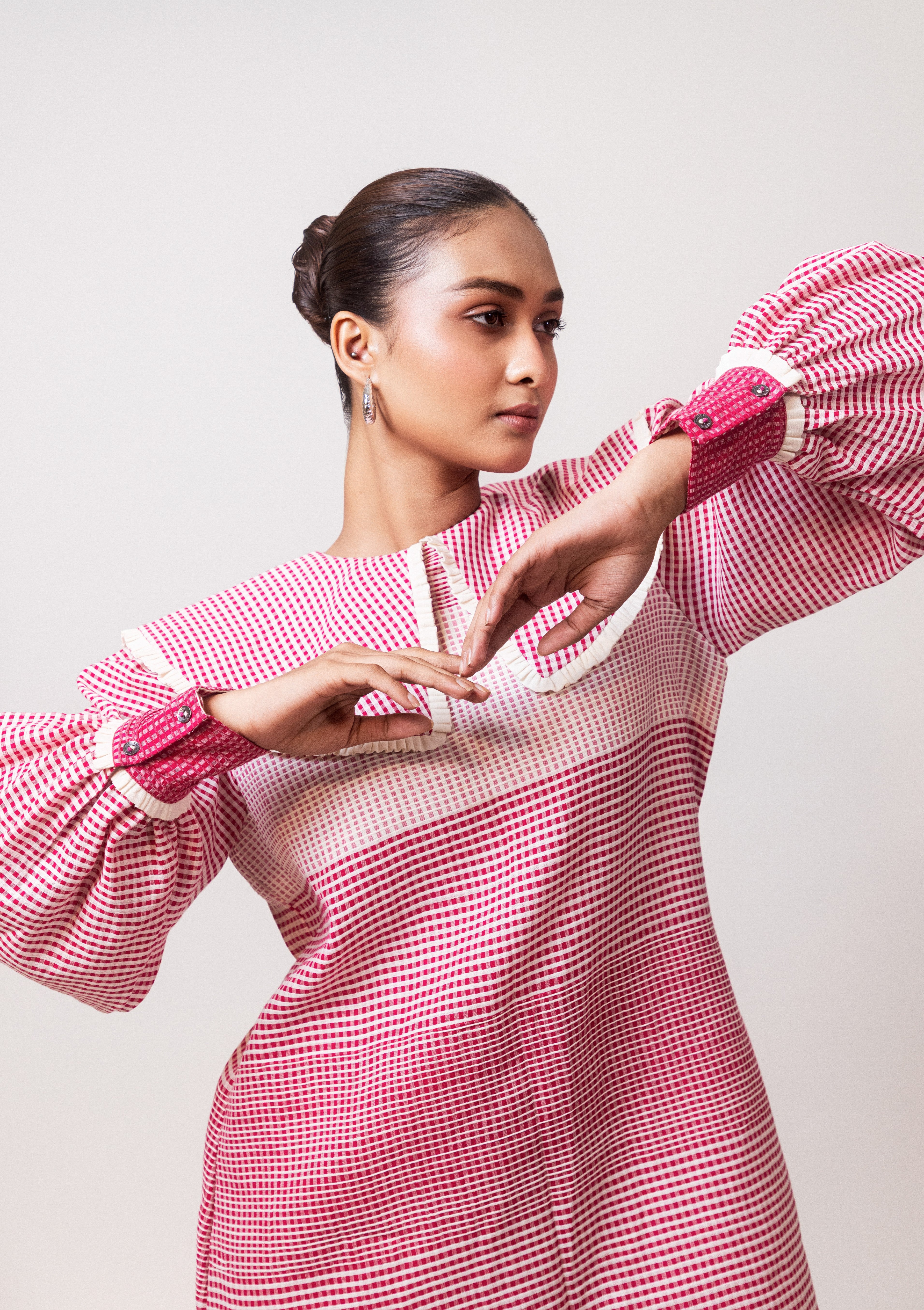 Pink Gingham Collar Tunic