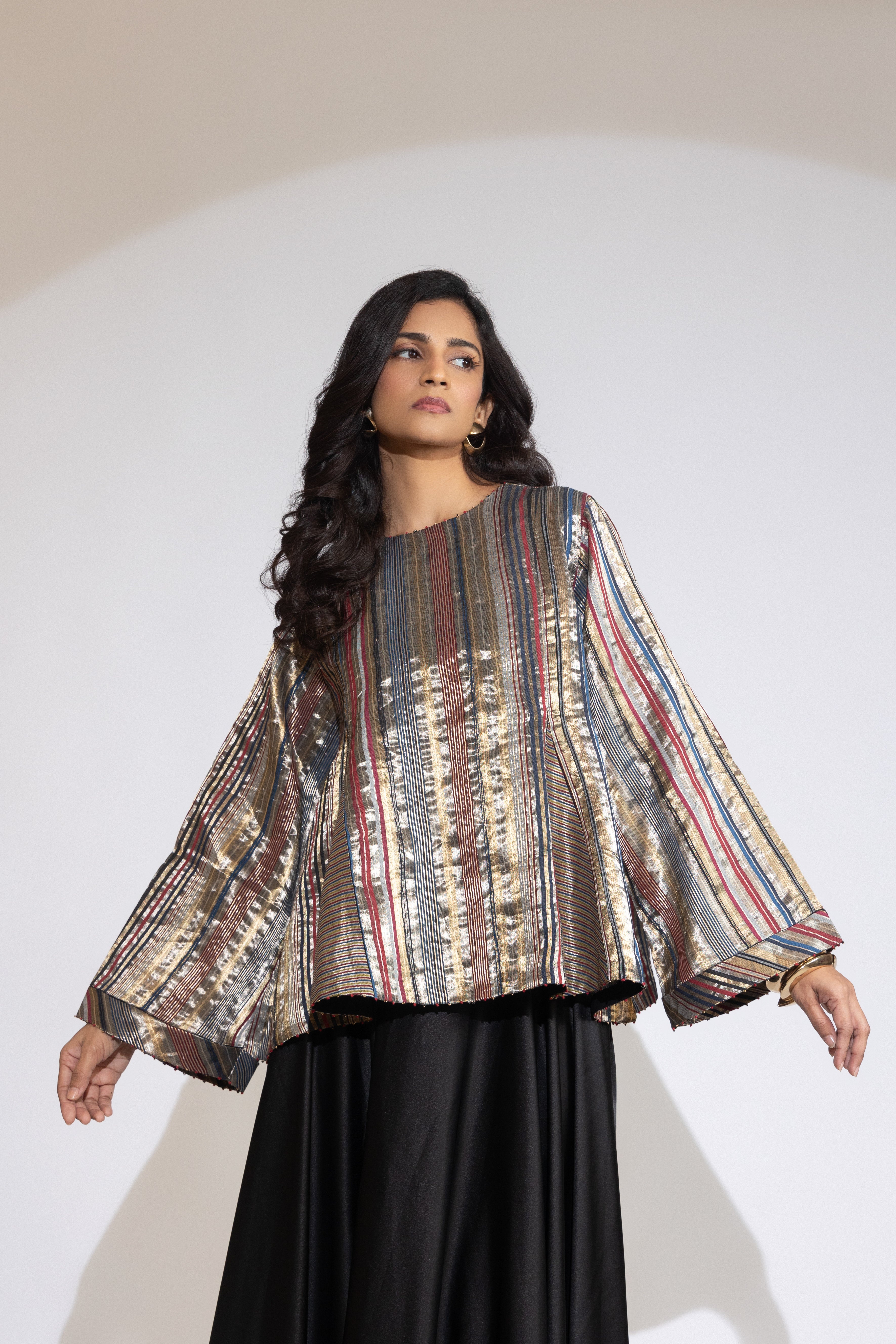 Ira Bell-Sleeve Striped Top
