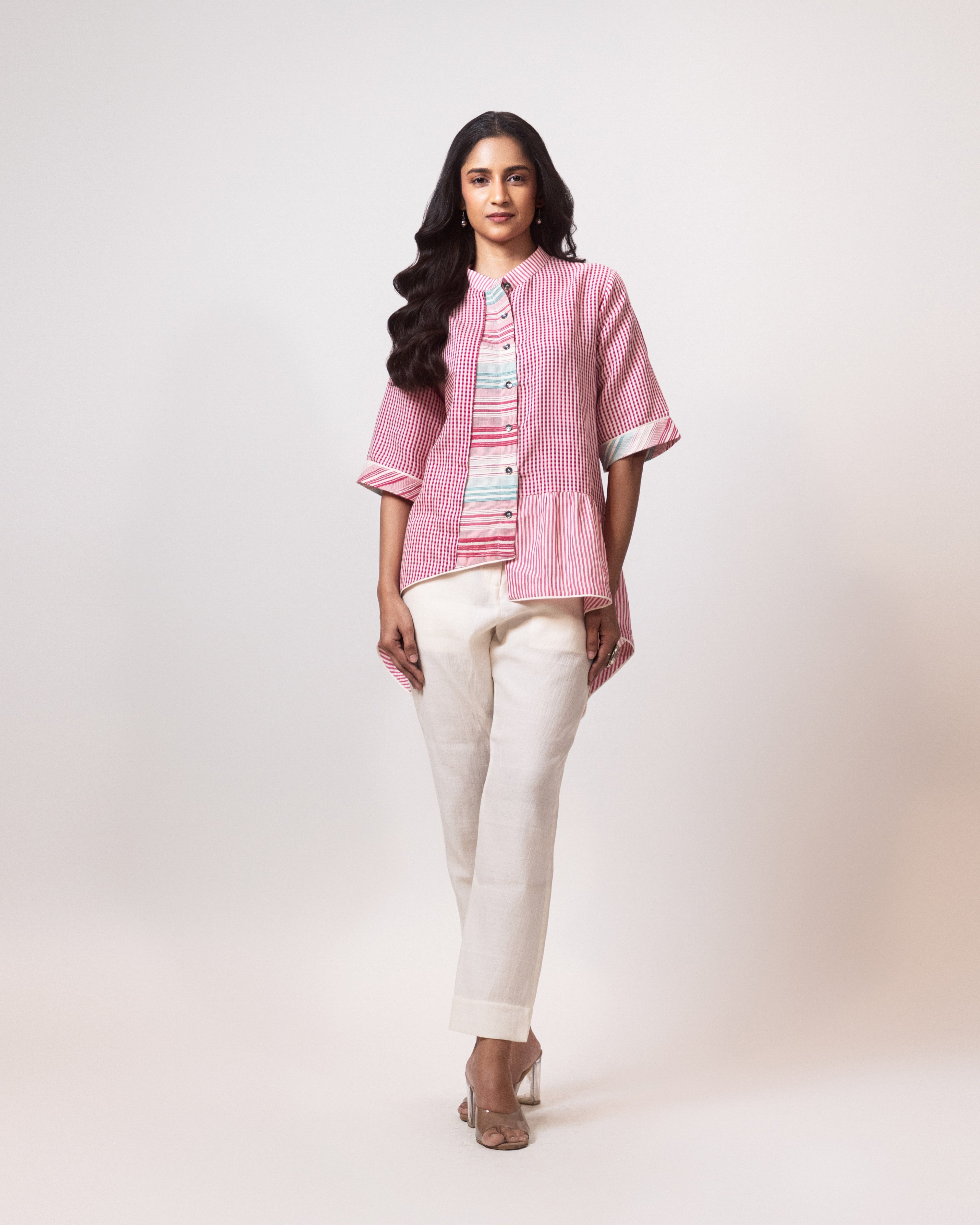 Rose Check panelled Top