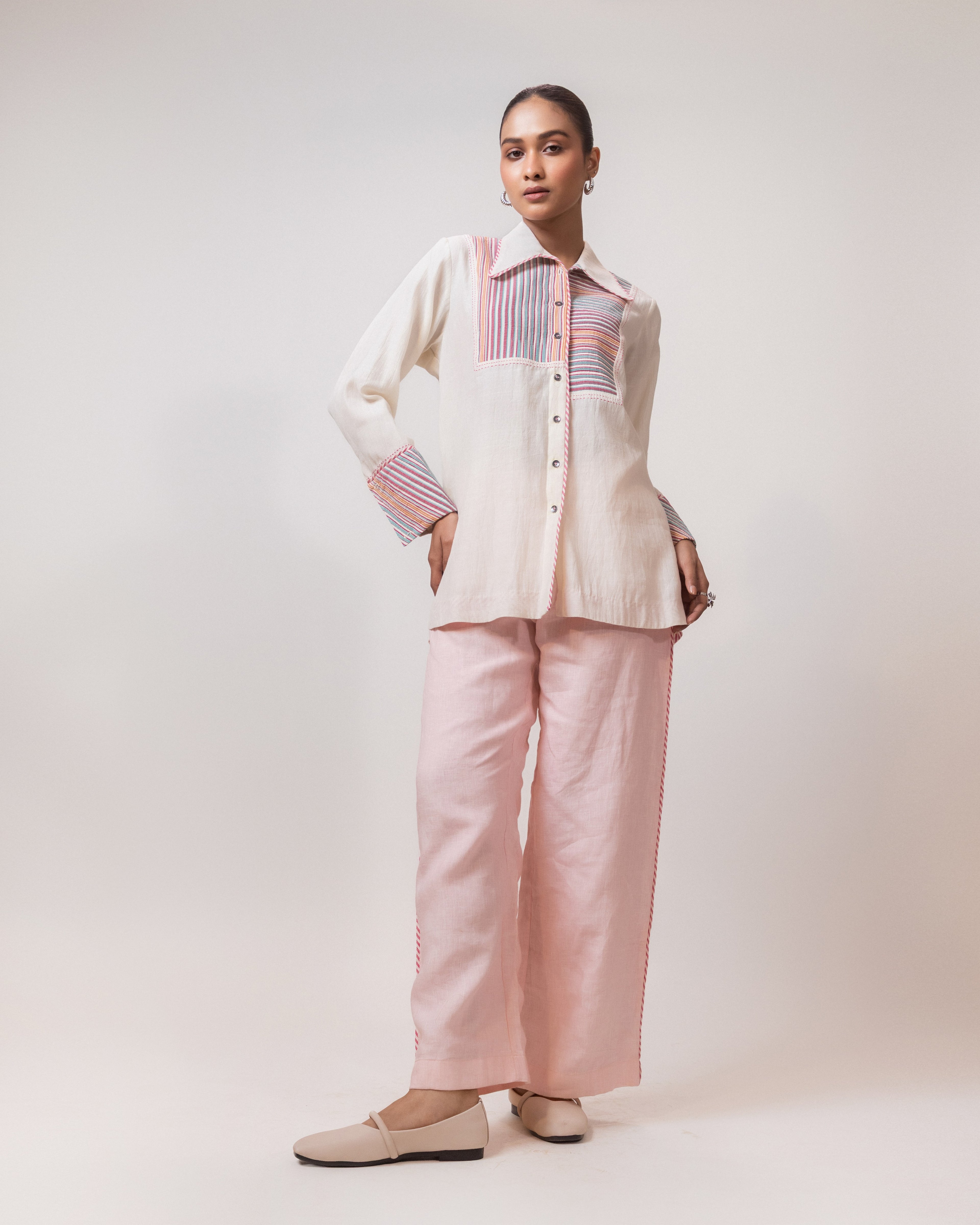 Ivory Blush Panel Shirt