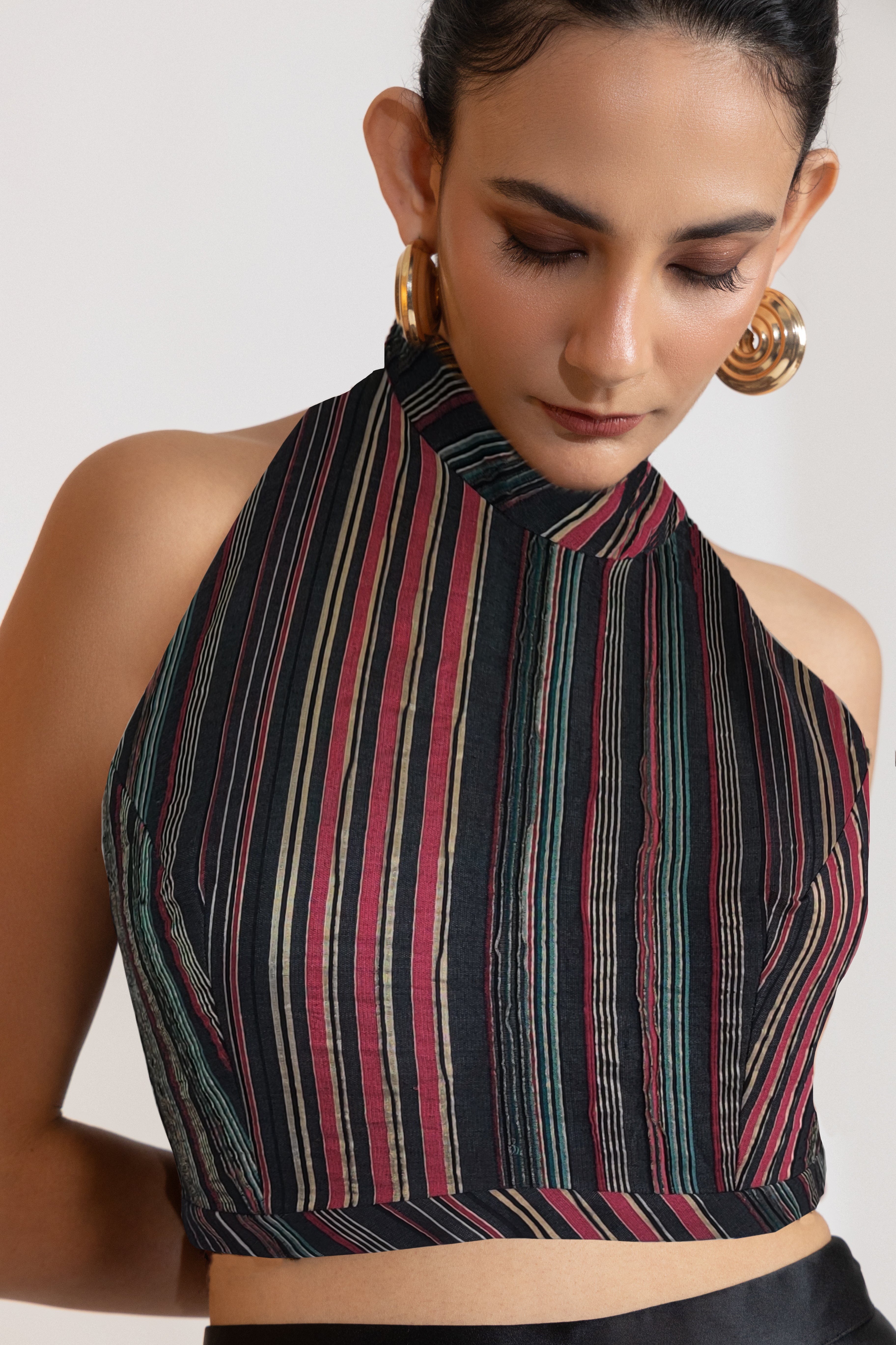 Zyra Striped Halter Neck Top