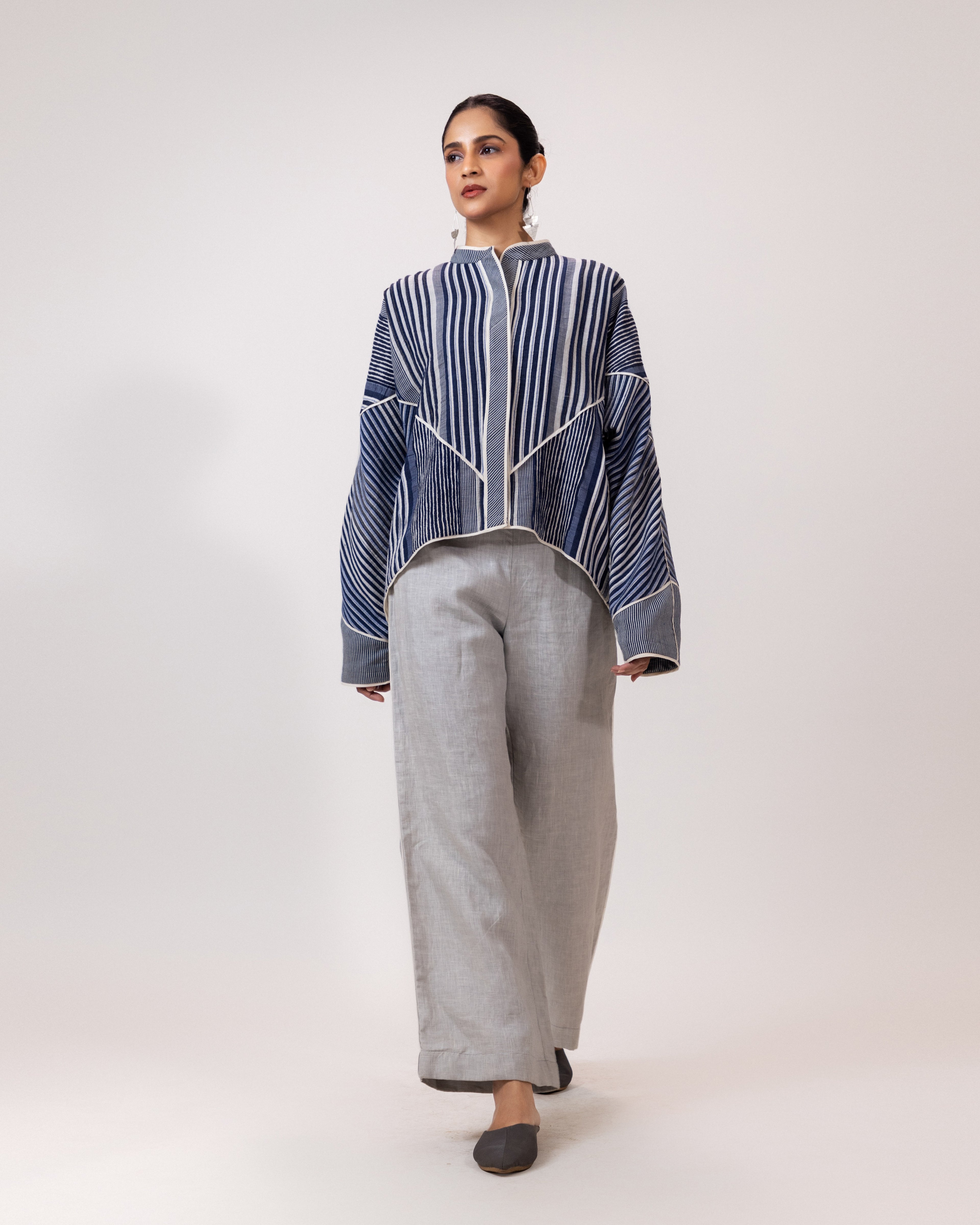 Indigo Stripe Panel jacket