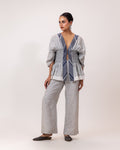 Mist Grey Textured Linen Top