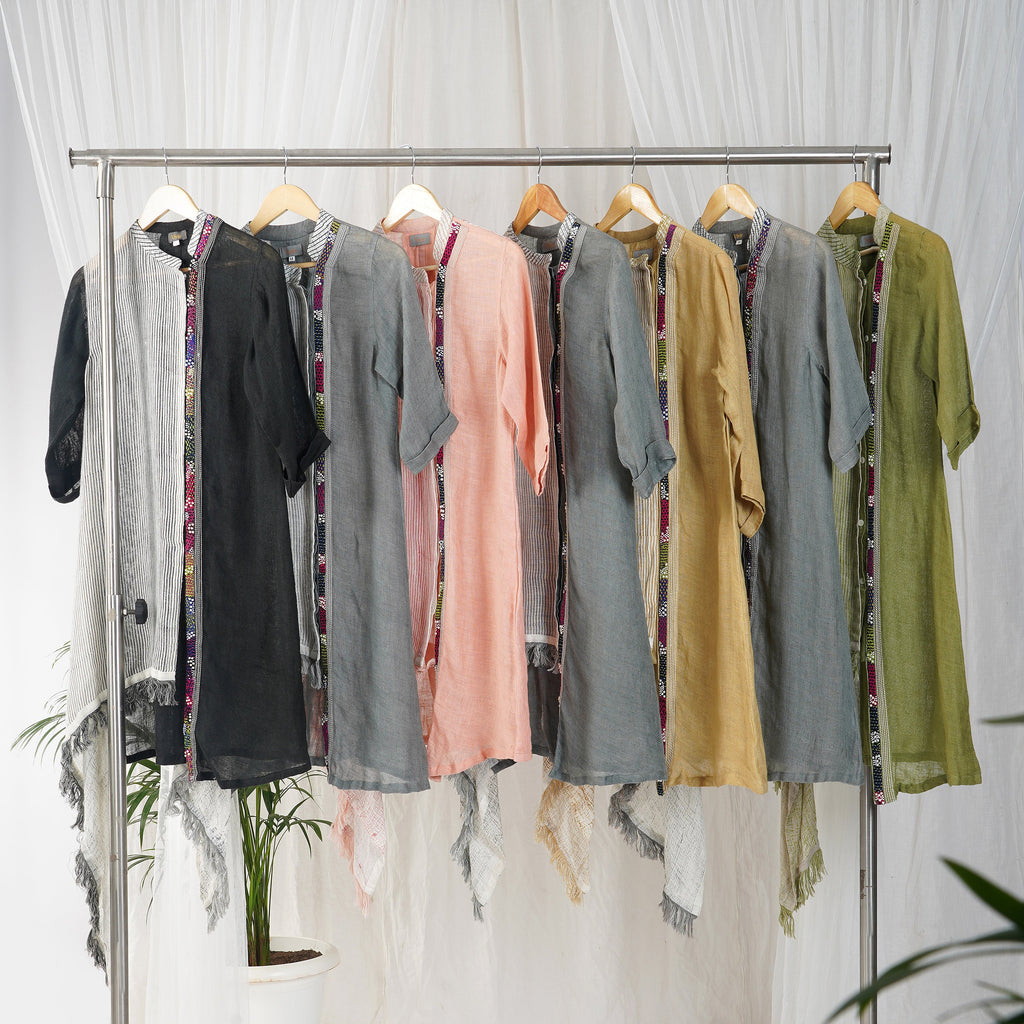 Asymmetrical Pearl Dress | Co-Ord Set - Premium Handcrafted Linen Fashion | VIVIR